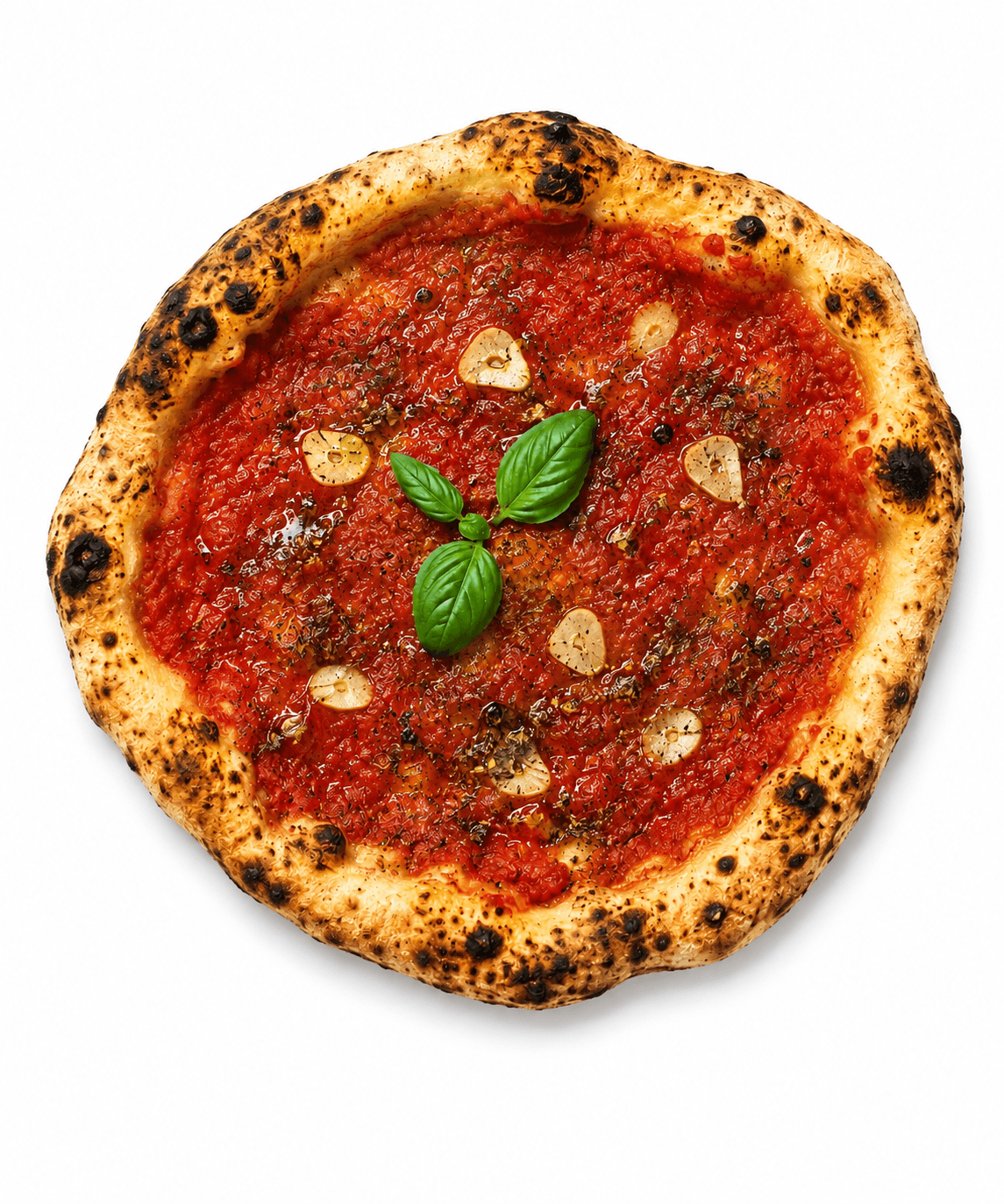 Pizza Marinara mit Knoblauch und Oregano